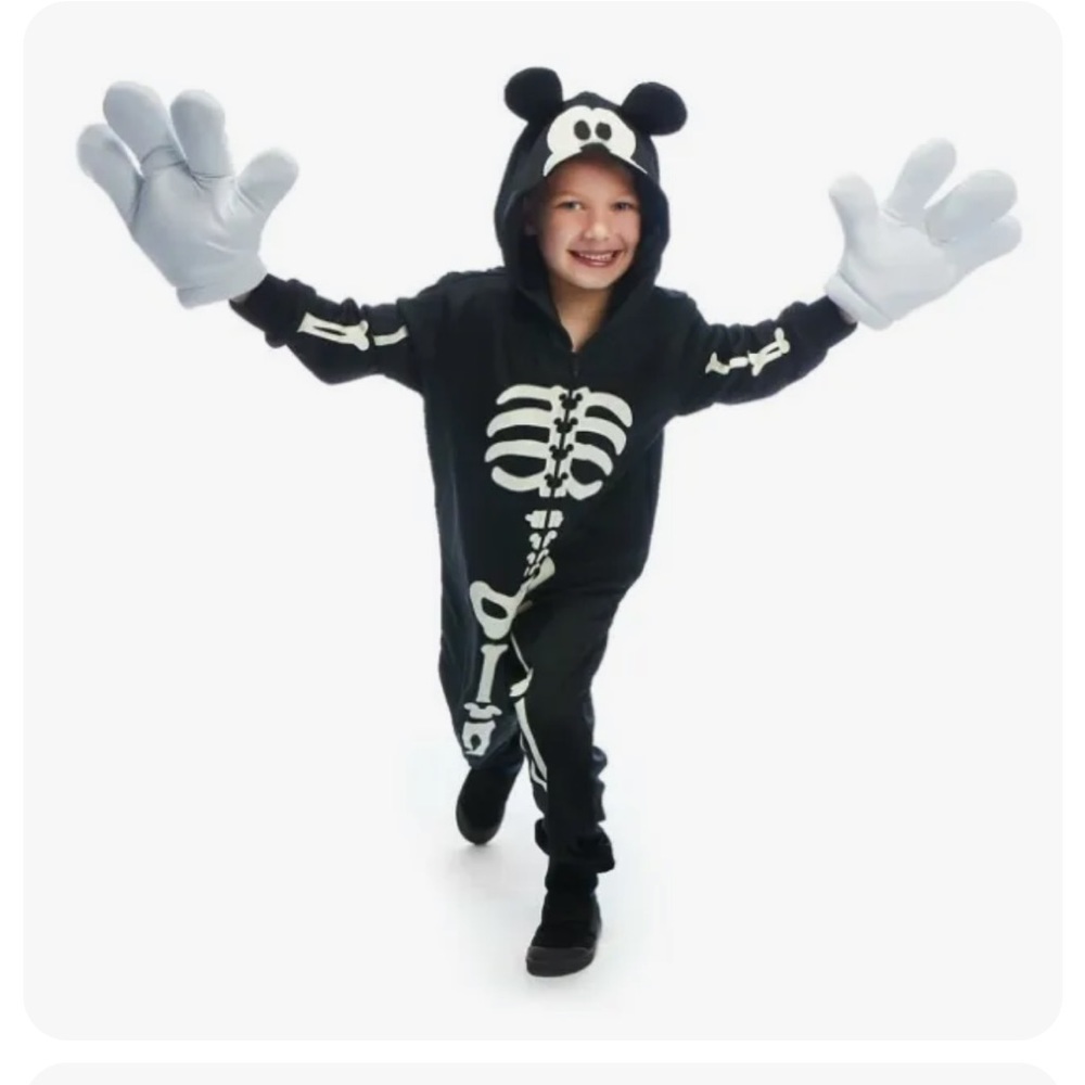 Disney Mickey Mouse Skeleton Costume- Kids’ Size 4 - Glows In The Dark